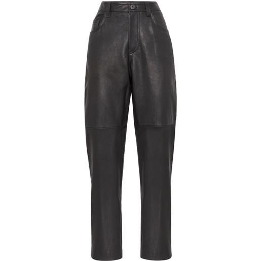 Brunello Cucinelli pantaloni in pelle - nero