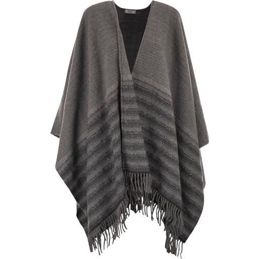Peserico mantella con frange - grigio