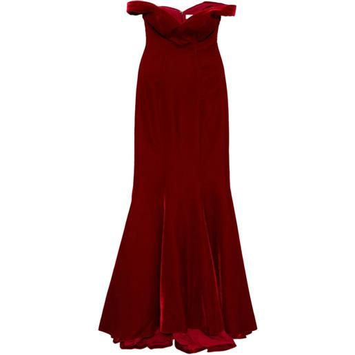 Saiid Kobeisy abito in velluto con spalle scoperte - rosso
