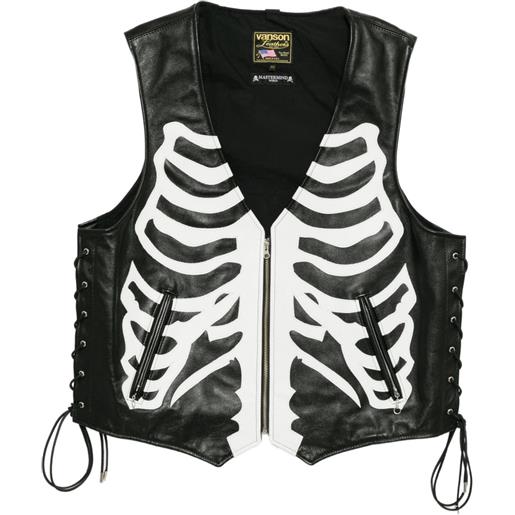 Mastermind Japan x vanson giacca smanicata bones - nero