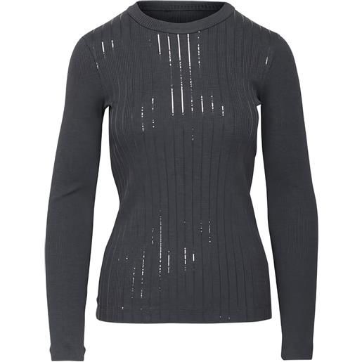 Brunello Cucinelli t-shirt con paillettes - grigio