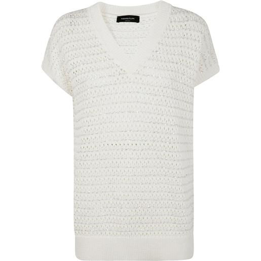 Fabiana Filippi t-shirt in maglia traforata - bianco