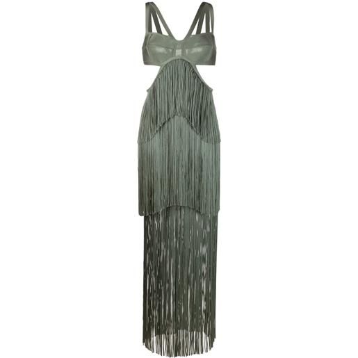 Hervé Léger abito lungo con balze - verde