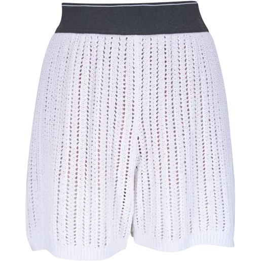 Brunello Cucinelli shorts traforati in cotone - bianco