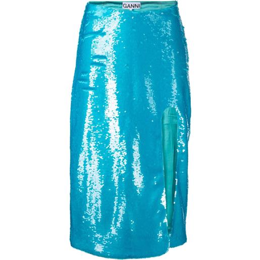 GANNI gonna midi con paillettes - blu