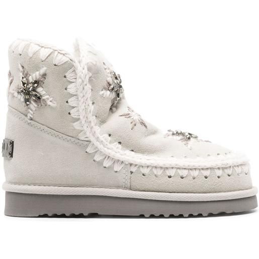 Mou stivaletti con ricamo - grigio