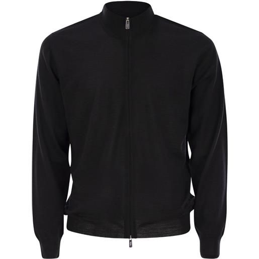 Fedeli cardigan favonio con zip - nero