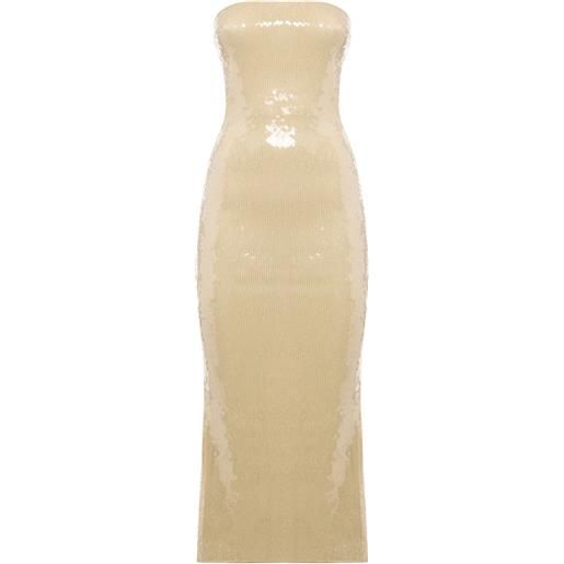 Oséree abito midi marylin senza spalline con paillettes - toni neutri