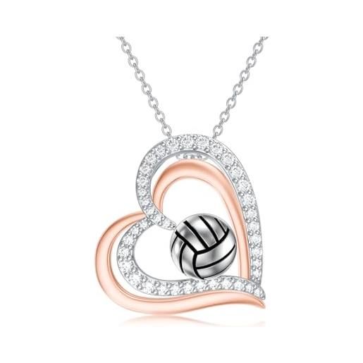 Collana in argento sterling con ciondolo a cuore amo la pallavolo - Italia