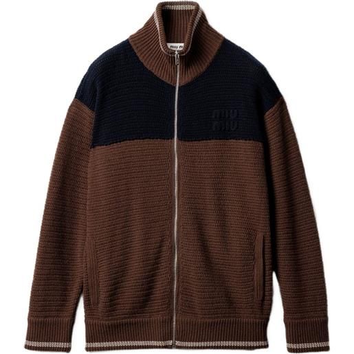 Miu Miu cardigan con zip - marrone