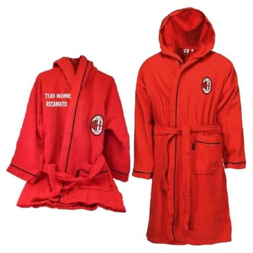 hermet accappatoio con cappuccio ac milan | accappatoi calcio personalizzabili con nome ricamato ps 02959