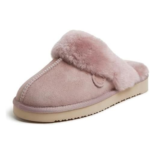 FIRESIDE BY DEARFOAMS dearfoams scarpe da donna fireside sydney shearling per interni ed esterni con ampie larghezze, castagna, 7