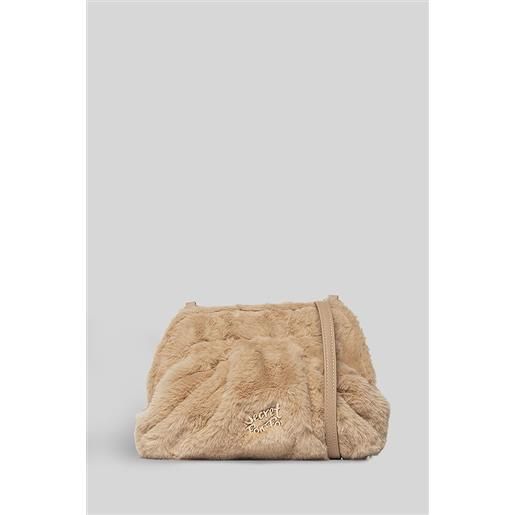 Secret Pon Pon borsa a spalla margaret fur small in poliuretano cammello