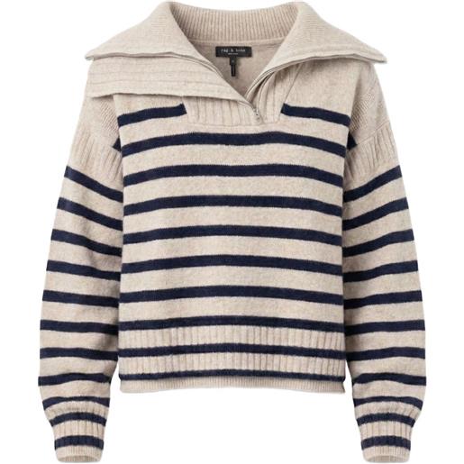 rag & bone maglione a righe con zip - toni neutri