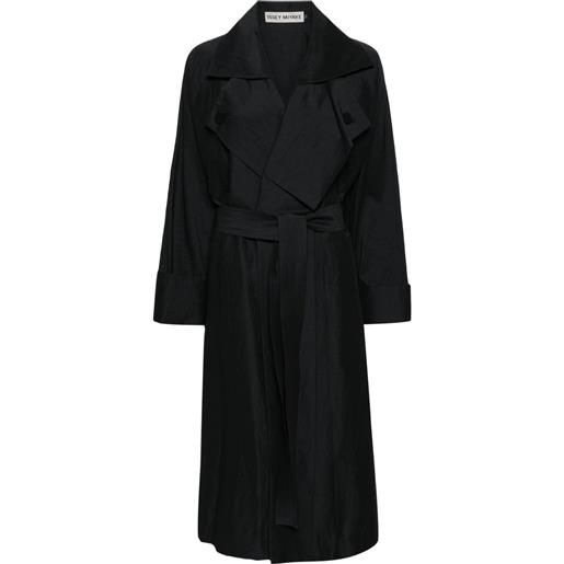 Issey Miyake cappotto shaped membrane lungo con cintura - nero