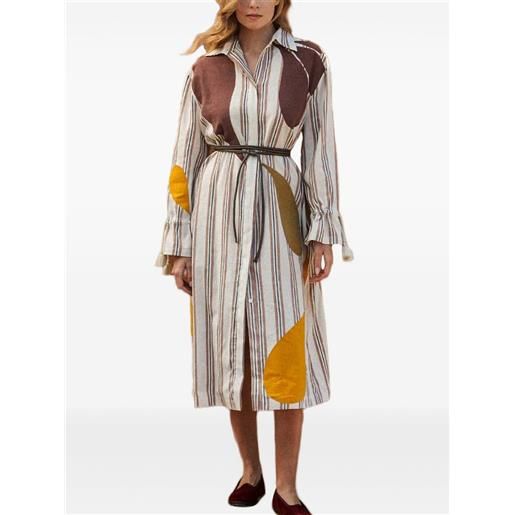 PAULA abito midi con dettaglio a righe - bianco