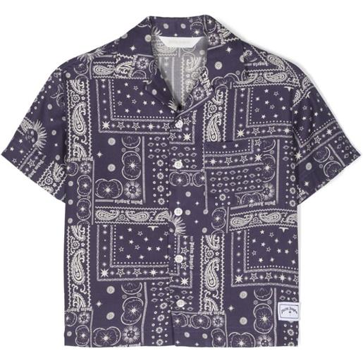 Palm Angels Kids camicia astro paisley a maniche corte - nero