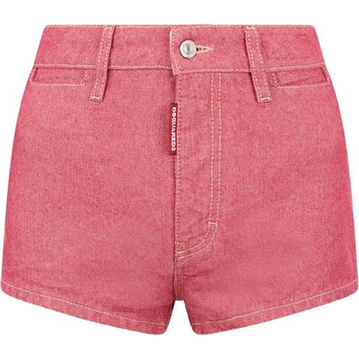 DSQUARED2 shorts a vita alta in denim oxford - rosa