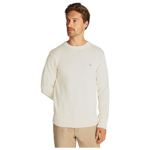 Tommy Hilfiger uomo pullover chunky cotton crew neck pullover in maglia, avorio (ivory petal), 3xl
