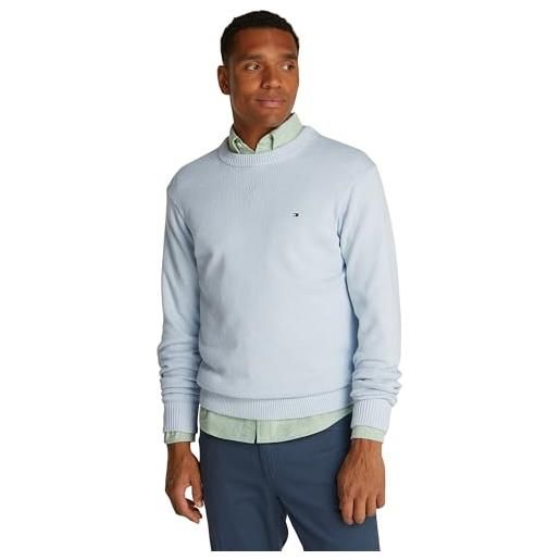 Tommy Hilfiger uomo pullover chunky cotton crew neck pullover in maglia, avorio (ivory petal), xxxl