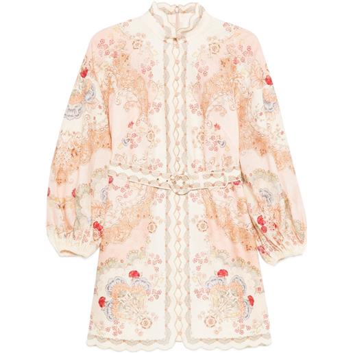 ZIMMERMANN abito corto daylight a fiori - toni neutri