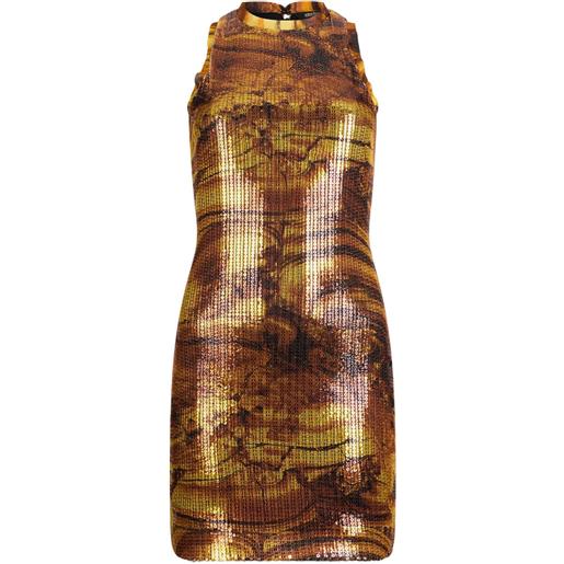 Roberto Cavalli abito corto con paillettes - marrone