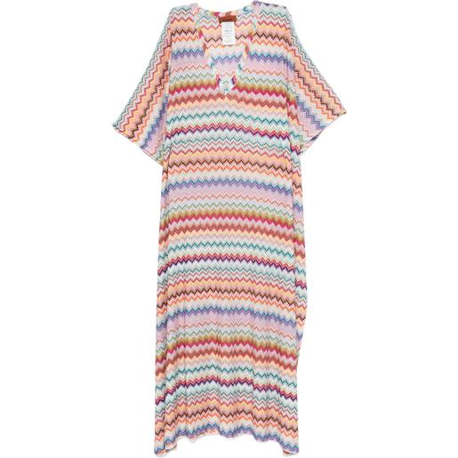 Missoni abito lungo con scollo a v - toni neutri