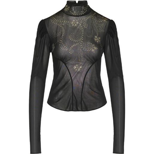 Rabanne top a maniche lunghe - nero