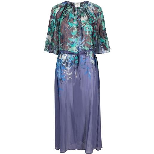 Forte Forte abito midi a fiori plissettato - viola