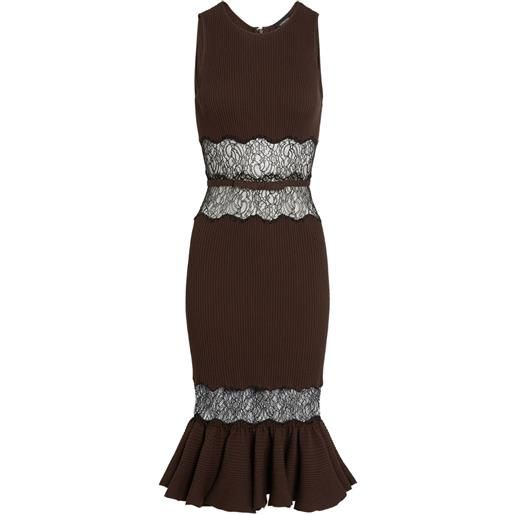 Giambattista Valli abito midi con dettagli in pizzo - marrone