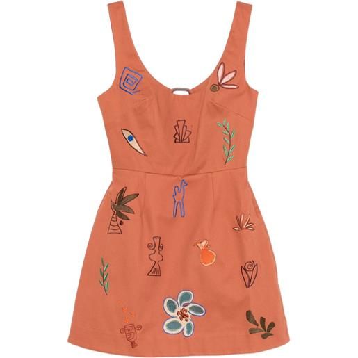 ALEMAIS x lrnle abito corto con ricamo dusty - arancione