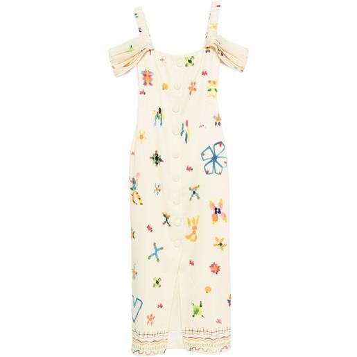 ALEMAIS abito midi con scollo quadrato - giallo