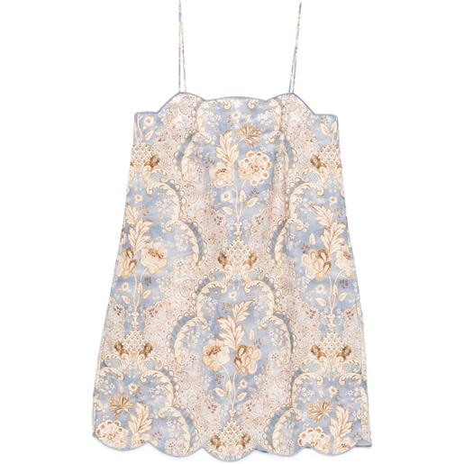 ZIMMERMANN abito corto daylight con orlo a smerlo - blu