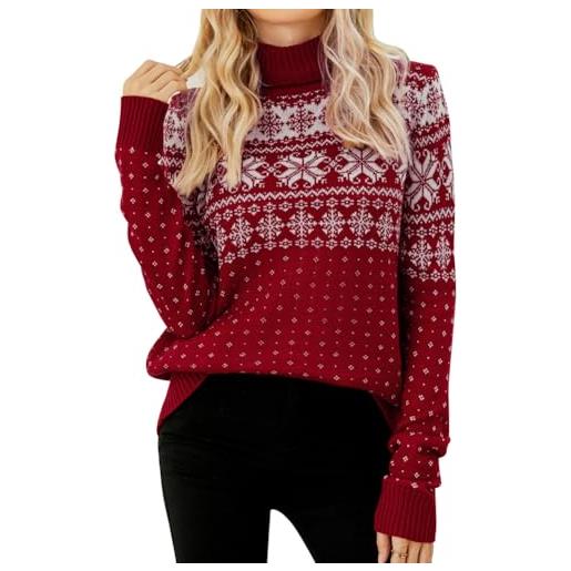 Uposao maglione di natale da donna, lavorato a maglia, a maniche lunghe, a collo alto, elegante, maglione, da uomo, invernale, maglioni, regalo ideale per feste, casual, cerimonia elegante e
