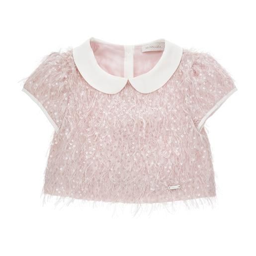 Monnalisa top pailettes e piume