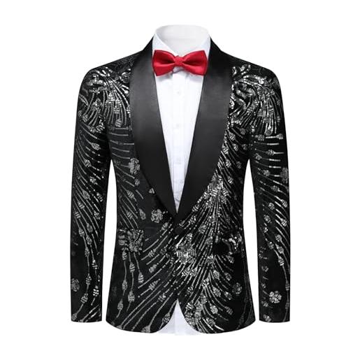 DESIGN - Giacca da smoking skinny nera con paillettes e motivo cachemire