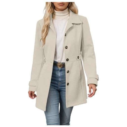 Duohropke cappotto di lana da donna, invernale, caldo, cappotto invernale di media lunghezza, elegante trench coat, giacca tweed, antivento, cappotto di transizione, lunghezza al ginocchio, cappotto