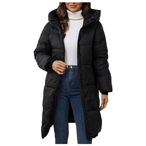 Generico giacche donna piumino donna invernale elegante cotton con zip tinta unita a maniche lunghe lungo tinta calda cappotto con cappuccio outdoor unita giacca casual comodo cardigans