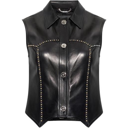 Versace leather sleeveless shirt - nero