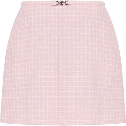 Versace minigonna svasata in tweed di lana crêpe - rosa