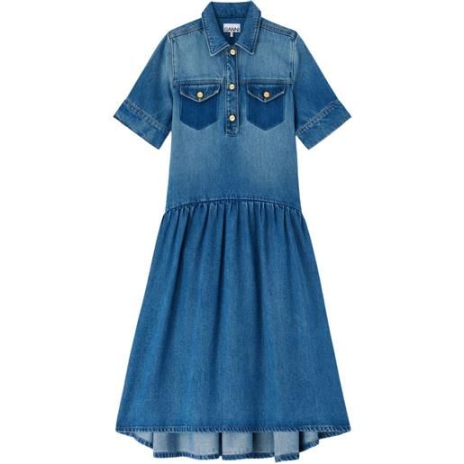 GANNI abito con ruches - blu