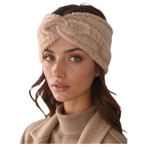 CoolChange Paraorecchie Con Orecchie Di Coniglio In Pelliccia Sintetica - Morbido E Caldo, Unisex, Colore Beige (Taglia Unica)