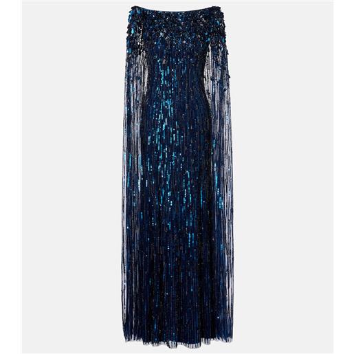 Jenny Packham abito lungo luella con paillettes e frange