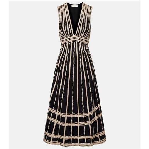 Ulla Johnson abito midi palermo in popeline di cotone