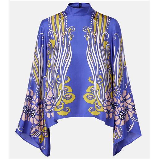 La DoubleJ blusa in raso di seta con stampa make an exit