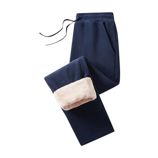 Gefomuofe pantaloni termici da uomo, in pile caldo, invernali, termici, imbottiti, sportivi, per il tempo libero, per l'allenamento, blu, xl