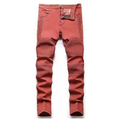 NOVOCCT jeans skinny elasticizzati strappati da ragazzo, alla moda e comodi, vestibilità aderente, jeans per ragazzi attivi, rosso vinaccia, 12