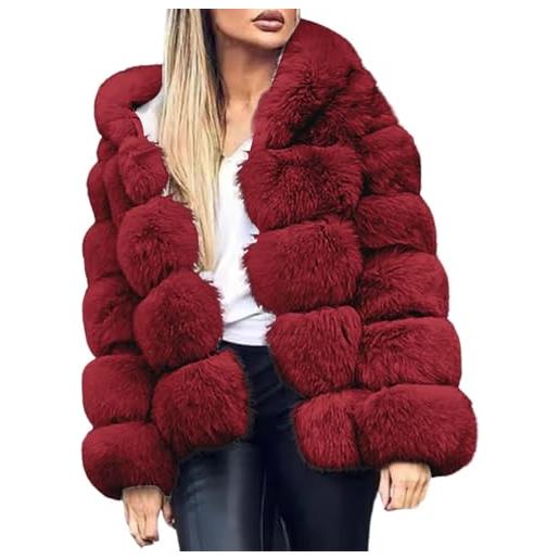 Tinarying cappotto di pelliccia sintetica da donna morbido cappotto di peluche con cappuccio cardigan in pelliccia sintetica giacca con cappuccio in peluche tinta unita alla moda (white #1, xl)