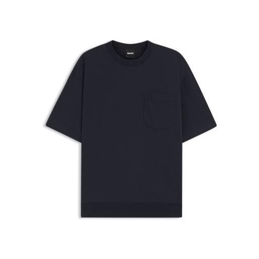 BOSS t-shirt in misto cotone con finitura manopesca, blu scuro