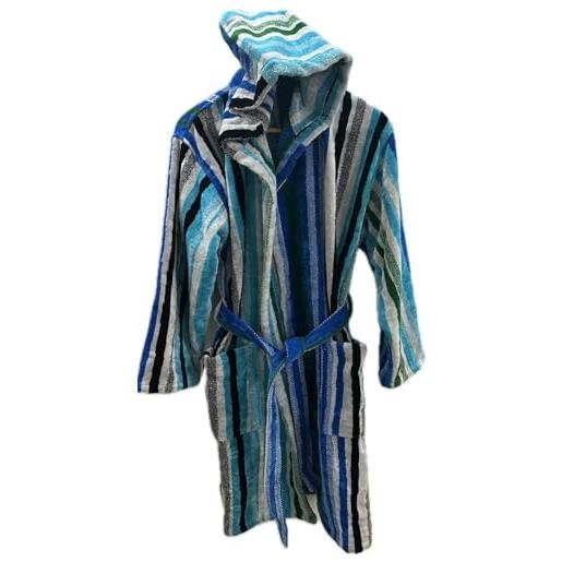Carrara accappatoio unisex con cappuccio in spugna velur di puro cotone art. Shangai - s/m, blu